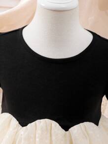 European And American Style Girl Summer New Patchwork Short Sleeve Princess Dress