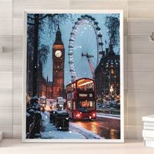 DIY 5D Diamond Painting Kit - Winter London Big Ben & Ferris Wheel Scene, Full Drill Round Diamond Painting Art Suitable For Beginners, Best Craft Gift And Home Decor - Multicolor - View 4