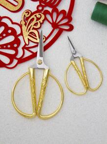 不銹鋼龍鳳剪,家用裁縫剪,復古小剪刀適用於刺繡 - 金色 - 查看 5