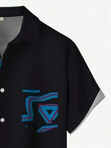 Men's African Print Button-Up Vacation Casual Outdoor Shirt, African Udan Rose Star Moon Palace Lantern 3D Digital Graphic Pattern, Short Sleeve Holiday Leisure Camp Shirt
