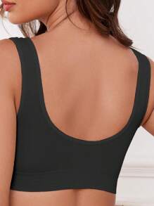 3pcs Women's Sports Bras Set, Plus Size Solid Non Padded Seamless Running Versatile Bralette,Yoga And Trainning