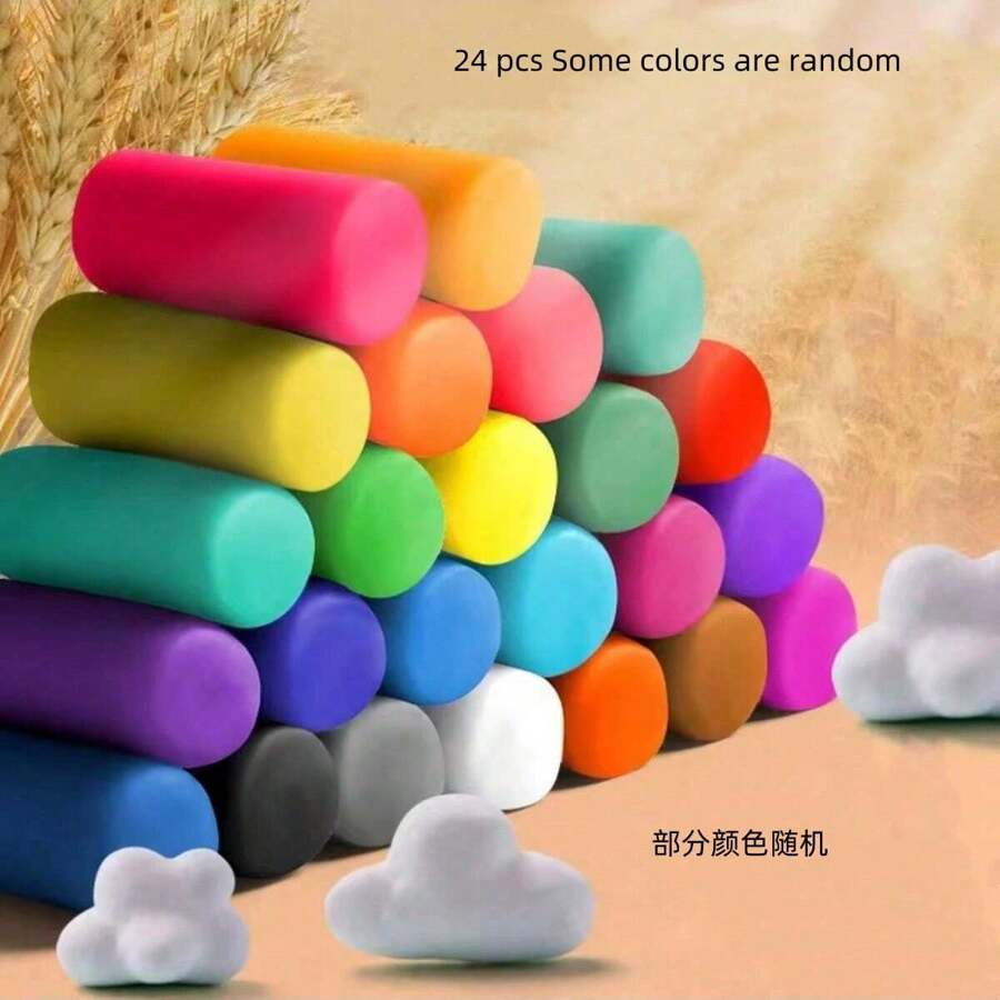 24 色和 12 色袋装小麦粉、手工橡皮泥、粘土，可自由塑形 - 彩色 - 查看 1