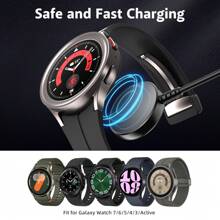2 Bộ sạc không dây từ tính USB tương thích với Samsung Galaxy Watch 7/6/6 Classic/5/5 Pro/4/4 Classic/3/Active Ultra/FE - màu đen - Xem 2