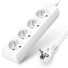 1pc 3.5m Power Strip With Switch And Child Protection, White, 16A 250V, Aigostar, Suitable For French Standard - EU E Type Plug(220-240V) - View 1