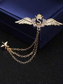 1 件男士天使翅膀设计胸针，英式西装配饰翻领别针 - 彩色 - 查看 11