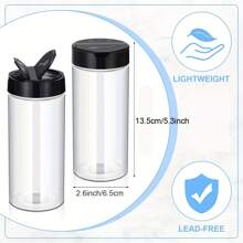 400ml Plastic PET Transparent Reusable Spice Jar With Dual Lids, Herb & Spice Storage Container With Sprinkler