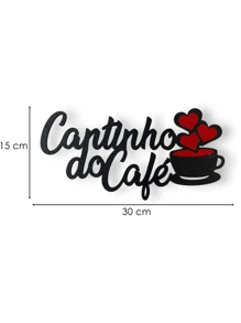Placa em MDF Cantinho do Café para Parede quadro decorativo - Preto - Visão 2