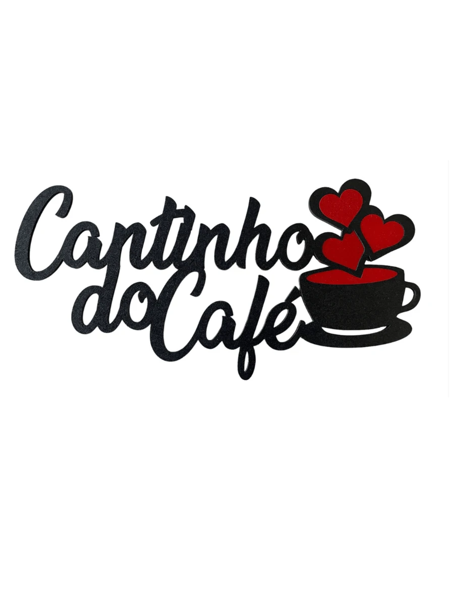Placa em MDF Cantinho do Café para Parede quadro decorativo - Preto - Visão 1