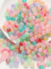 100 piezas/200 piezas Cuentas de cristal de colores brillantes minimalistas de moda de 8mm, manualidades de joyería DIY para collares, pulseras, pendientes, colores aleatorios surtidos