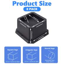 8 Package 2-Inch Bed Frame, Heavy-Duty Adjustable Dorm Bed Elevator, Desk, Chair, Leg Expander - 8個裝黑色 - 查看 2