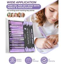 Nicpro 22 Pack Pink Gel Ink Pen Set, Cute Aesthetic Pen 0.5mm, 12 Pink Pens Black Ink With 2 Highlighter And 2 Mechanical Pencil 0.5 0.7mm, Fine Point Smooth Writing Pen For Girl School, Office (Pink) Back To School - Purple - View 6