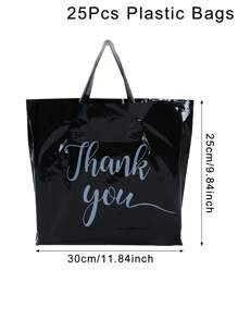 25/50pcs Black Gift Bags, Thick & Durable Black Tote Bags, Clothing Store Shopping Bags, Small Business Supplies, Promotional, Wedding Party Favor Bags, Birthday Party Gift Bags, Craft Handles, Party Favors, Birthday Decorations, Party Gift Decorations, Gift Plastic Packaging Bags, Gift Wrapping Supplies, New Year Decorations - Black - View 10