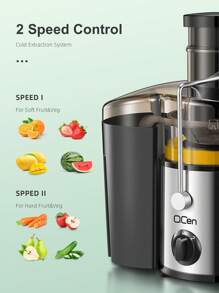 QCen Powerful Centrifugal Juicer, 500W With 3" Wide Mouth Feed Chute – Perfect For Whole Fruits & Vegetables, Easy To Clean, Stainless Steel, Space-Saving Design, Great For Healthy Juices At Home. - 美規A型插(110-127V) - 查看 3