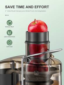 QCen Powerful Centrifugal Juicer, 500W With 3" Wide Mouth Feed Chute – Perfect For Whole Fruits & Vegetables, Easy To Clean, Stainless Steel, Space-Saving Design, Great For Healthy Juices At Home. - 美規A型插(110-127V) - 查看 2