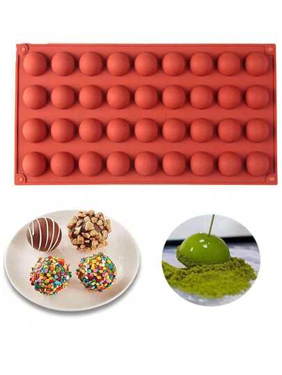 1个/2个装硅胶36孔半圆形DIY蛋糕模具、肥皂模具、果冻模具、布丁模具、巧克力模具