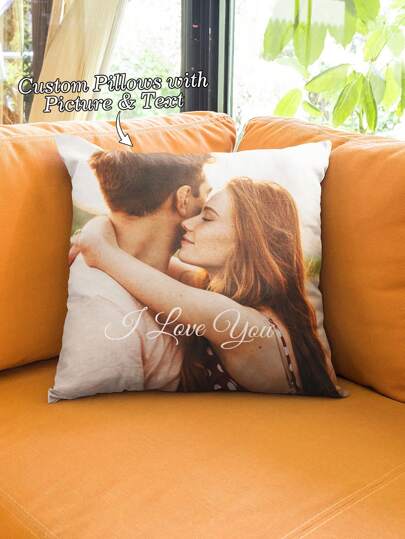 1 pieza Funda de cojín personalizada con foto y texto DIY para parejas, diseñada con tu foto y la de tu ser querido, sin relleno de cojín, adecuada como regalo para la familia, el Día de la Madre, el Día del Padre, Acción de Gracias, el Día del Maestro, regalo ideal para novia, novio, cumpleaños, aniversarios, bodas, sofá, cama, coche, sala de té, dormitorio, sala de estar, baño, comedor, multifuncional, exquisito, elegante, de alta calidad, único, para el Día de San Valentín, para bodas, para el día de la inauguración de la casa, fundas de cojín personalizadas, edición de Halloween, selección de temporada, decoración de otoño