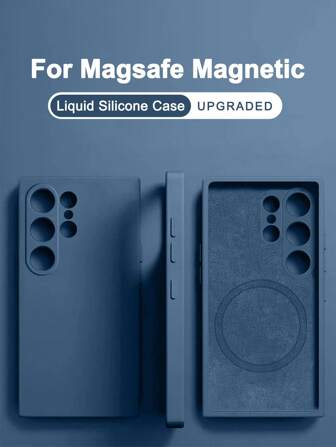 Blue Phone Case Luxury Liquid Silicone Magnetic Solid Color Phone Case Compatible With Samsung Galaxy S25 S24 S23 S22 S21 Ultra Fe Compatible With Iphone 16 Pro Max 15 14 13 16Plus 15Plus 14Plus 13Plus Shockproof Soft With Velvet Back Cover Accessories