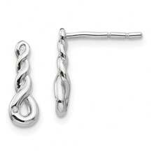 Diamond2Deal 925 Sterling Silver Rhodium-Plated Twisted Diamond Dangle Earrings