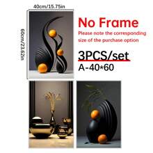 3幅/套抽象帆布画海报，3D立体陶瓷帆布墙画，客厅卧室浴室办公室走廊墙面装饰，无框，生日毕业礼物 - 彩色 - 查看 12