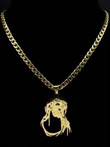 Collar con colgante de corona de espinas chapado en oro de acero inoxidable unisex, cadena larga de estilo hip hop - collar - Ver 4