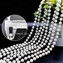 393 英寸/10 米珍珠链窗帘 DIY 花环 适用于婚礼装饰，防割，不会散架 - 米色 - 查看 14