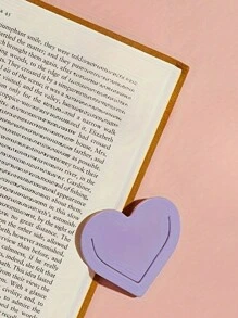 5pcs Creative And Heart-Shaped Faux Leather Bookmarks, Various Colors Student Artistic Style Faux Leather Love Bookmarks, Reading Literature Hobbyist Gift Page Separators, Double-Sided Clips For Diaries And Books