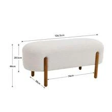 LIVINGANDHOME Living And Home Contemporary Upholstered Bench - Beige - View 7
