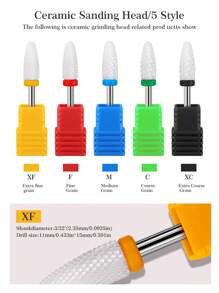 1 pezzo. Punta per trapano per unghie in carburo con gambo da 3/32' in ceramica di mais, fresa rotante per fresatura, punte per fresa per unghie, trapano elettrico per manicure e pedicure.