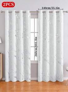 2 件装高遮光银箔大理石窗帘，北欧风格装饰隔断窗帘，适用于卧室、客厅、阳台 - 多色-A - 查看 25