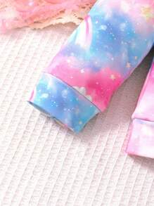 2pcs/Set Girls Cute Cartoon Colorful Little Pony Print Round Neck Long Sleeve Sweatshirt + Spliced Long Pants Casual Stylish Outfits