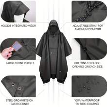 2 pièces/set Ponchos de pluie avec capuche et poches, Imperméable portable multifonction 3 en 1, Cape en PU imperméable, coupe-vent et anti-poussière, convient pour la randonnée, les voyages, le camping, la pêche, taille unisexe, plusieurs couleurs disponibles (sac de transport + imperméable avec poches)