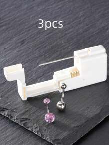 3件套无菌13G肚脐穿孔枪，1支13G穿孔枪，各种颜色的肚脐钉，附带在线教程，易于使用，适合美容DIY穿孔工具及配件 - 彩色 - 查看 24