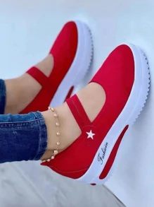 Giày thể thao lưới Cross Border dành cho nữ, giày bệt phong cách mới mùa xuân, giày thể thao đế thấp chống trượt thường ngày - Đỏ - Xem 2