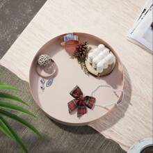 TZHUAYI Khay lưu trữ bằng sắt tròn, đồ trang trí nhà cửa, khay đựng đồ trang điểm, giá để đồ trên mặt bàn bếp, đồ trang trí bàn cà phê, đựng cây, màu đen, màu be, kích thước lớn 13" và nhỏ 10" quà tặng tốt nhất - Màu be - Xem 8