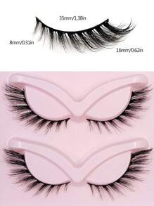 Asiteo 5 Pairs Cat Eye False Eyelashes, Natural Long Wispy Faux Mink Lashes, Soft & Delicate, Suitable For Beginners, Eye Makeup, Eyelash Extensions - Black - View 3