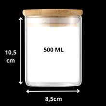 Cylindrical Airtight Glass Jar With Bamboo Lid 500ML - CRYSTAL - View 11
