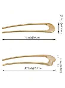 2pcs Metal French Hair Clips, Gold French Hair Clips, Suitable For Thick Hair, U-Shaped Hair Clips With Acetate Coating, Suitable For All Hair Types, Bun Maker, French Twist Clips, Hair Forks, Hair Accessories, Hair Clips, Bun Maker, Hair Bun Pieces, Learning Supplies - View 5