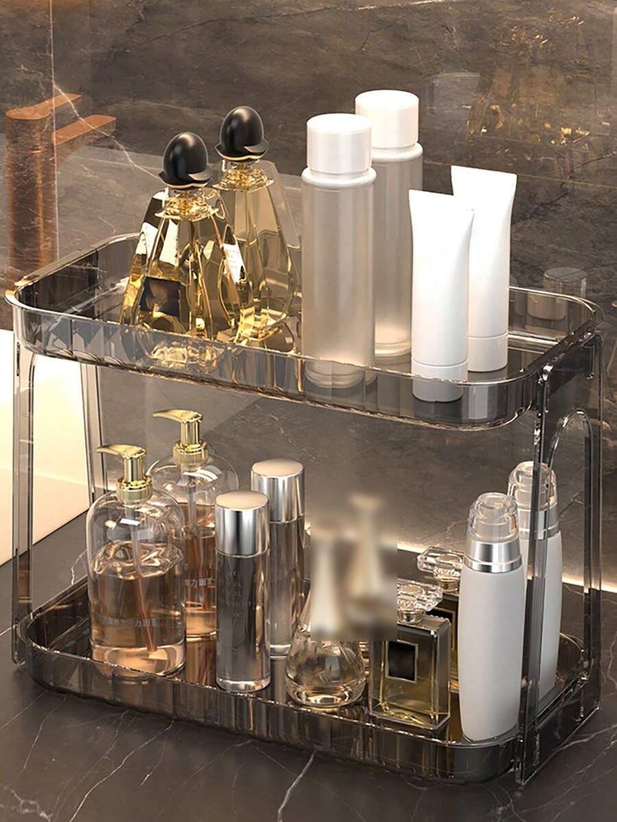 1pc Bathroom Organizer Shelf Toilet Washstand Makeup Holder Desktop Storage Rack,For Holiday Beach, Bathroom Collection, Bedroom Collection, Large Capacity - Clear - View 1