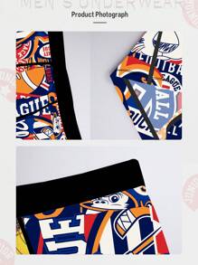 10 条装男士短裤，时尚运动个性化印花男士长款平角内裤 - 彩色 - 查看 9