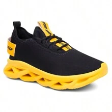 Men's Gym Shoes Style And Comfort Wallet + Watch - Đen và Vàng - Xem 5