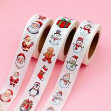 1500 unidades de pegatinas de decoración navideña, diseños de Papá Noel, muñeco de nieve y garabatos a mano, pegatinas para cajas de regalo, sobres, y tarjetas de felicitación