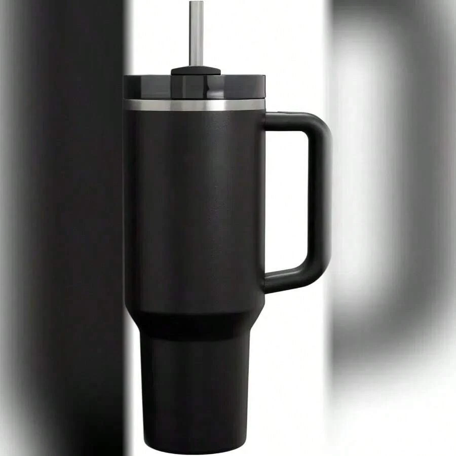 Stanle H2.0 Tumbler With Handle & Straw 40 Oz | Twist On 3-Way Lid | Cupholder Compatible For Travel | Insulated Stainless Steel Cup | Black 2.0 - 黑色 - 查看 1