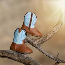 Baby Texan Booties Cheap Soft Comfortable Children's Shoes + 01 Pair Of Cotton Socks Ubuntu Baby Promotion - 淺藍色 - 查看 3