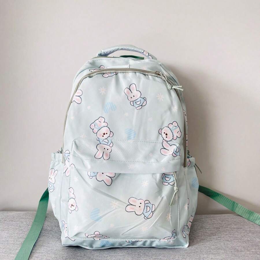 Large Capacity School Backpack For Women Students Waterproof Nylon 8032 - 綠色 - 查看 1