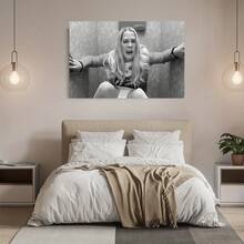 1 Pc Fun Toilet Lady Wood Frame Canvas Painting Thickness 2.25cm /0.9 Inches High Quality Wall Art Printed Poster Directly Hanging Wall Pictures Decorate Home Gifts, Living Room, Bathroom, Bedroom, Kitchen