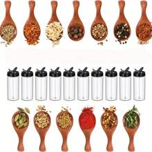 400ml Plastic PET Transparent Reusable Spice Jar With Dual Lids, Herb & Spice Storage Container With Sprinkler