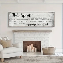 Holy Spirit Inspirational Quote Canvas Art Print - Large Modern Home Decor Wall Art For Living Room And Bedroom - Contemporary Frameless Religious Poster, Set Of 1 - Xám - Xem 4