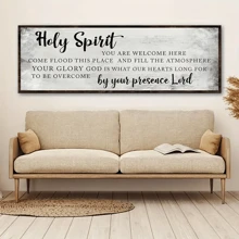 Holy Spirit Inspirational Quote Canvas Art Print - Large Modern Home Decor Wall Art For Living Room And Bedroom - Contemporary Frameless Religious Poster, Set Of 1 - Xám - Xem 3