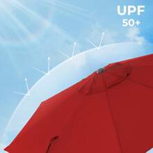 SONGMICS Patio Umbrella, Outdoor Table Umbrella, With 8 Ribs, UPF 50+, 30° Dual Tilt, Base Not Included, For Patio, Garden, Pool - Red - View 2