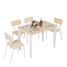 5-Piece Dining Table Set With 4 Chairs, 43" Kitchen Table & Chairs Set For 4, Dining Room Table With Metal Frame & MDF Board, Perfect For Small Space, Easy Clean